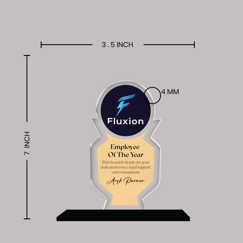 Employee of the Year Trophy Personalized Acrylic Award Trophy Custom with Name Achievement Award for Employee, Corporate Recognition Thankyou Gift for Employee